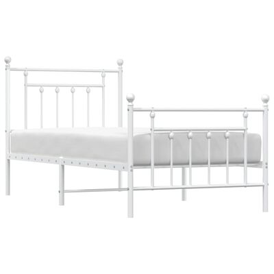 vidaXL Metalni okvir kreveta uzglavlje i podnožje bijeli 90x190 cm