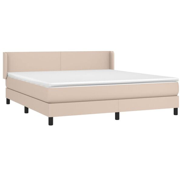 vidaXL Krevet box spring s madracem cappuccino 180x200 cm umjetna koža