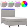 vidaXL Krevet box spring s madracem LED svjetlosivi 140x200 cm tkanina