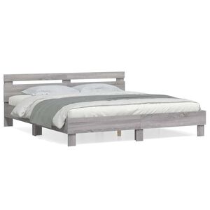 vidaXL Okvir za krevet s uzglavljem boja hrasta 200x200 cm drveni