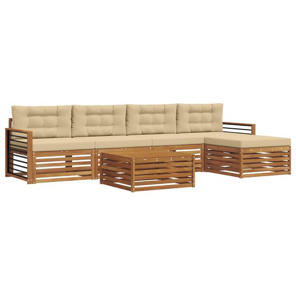 vidaXL Set vanjskih sofa s jastukom 6 pcs Prirodna i bež