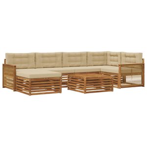 vidaXL Set vanjskih sofa s jastukom 7 pcs Prirodna i bež