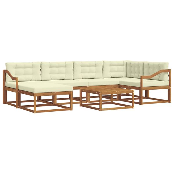 vidaXL Set vanjskih sofa s jastukom 7 pcs Prirodna i krem