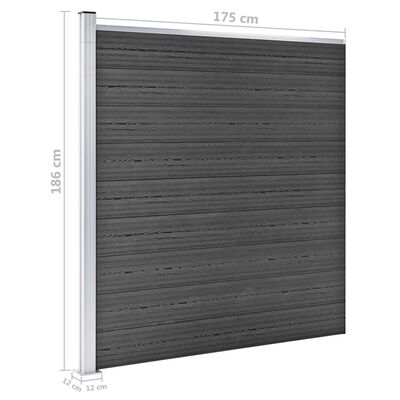 vidaXL Set panela za ogradu WPC 1045 x 186 cm crni