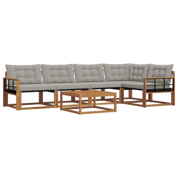 vidaXL Set vanjskih sofa s jastukom 6 pcs Prirodna i svijetlo siva