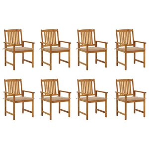 vidaXL Vrtne stolice s jastucima 8 kom od masivnog drva bagrema