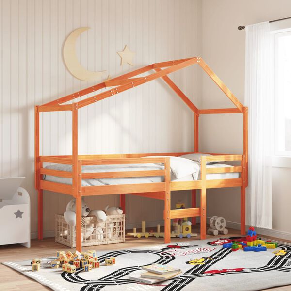 vidaXL Visoki krevet s krovom vo&scaron;tano smeđi 90x200 cm masivna borovina