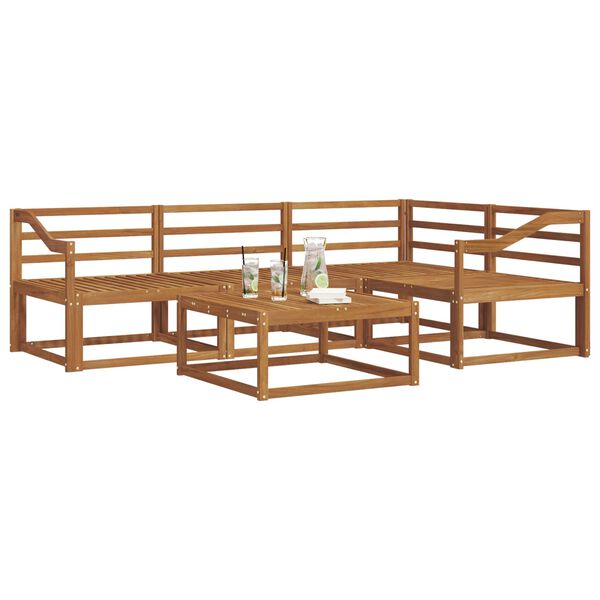 vidaXL Set vanjskih sofa 5 pcs Prirodna Čvrsto drvo akacije