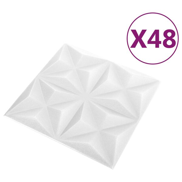 vidaXL Zidne panele 48 pcs Origami bijela 50 x 50 cm XPS pjena