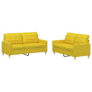 vidaXL 2-dijelni set sofa s jastucima svjetložuti od tkanine