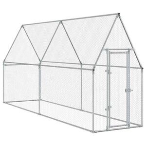 vidaXL Kavez za koko&scaron;i srebrni 400 x 100 x 190 cm od pocinčanog čelika