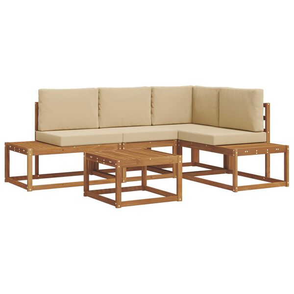 vidaXL Set vanjskih sofa s jastukom 5 Komad Prirodna i bež