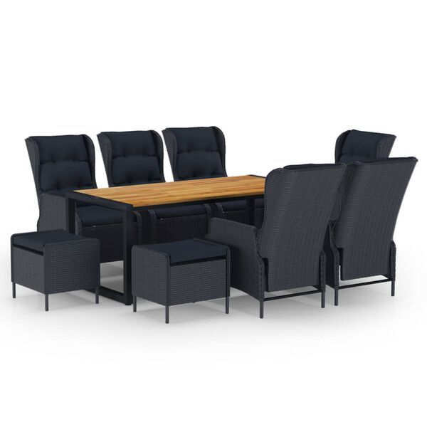 vidaXL 9-dijelni vrtni blagovaonski set tamnosivi