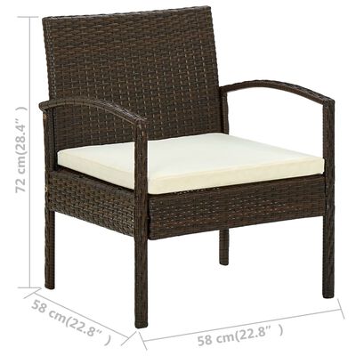 vidaXL Vrtna stolica od poliratana s jastukom smeđa