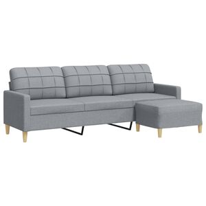 vidaXL Trosjed s tabureom svjetlosivi 210 cm od tkanine