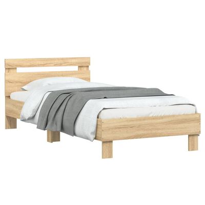 vidaXL Okvir za krevet s uzglavljem boja hrasta 75x190 cm drveni
