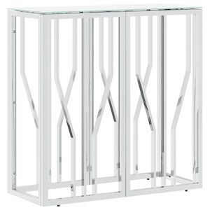vidaXL Konzolni stol srebrni 70 x 30 x 70 cm nehrđajući čelik i staklo