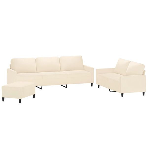 vidaXL 3-dijelni set sofa s jastucima krem bar&scaron;unasti