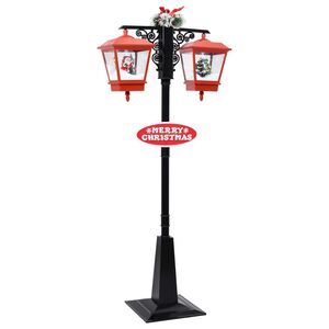 vidaXL Ulična svjetiljka s Djedom Mrazom crno-crvena 81x40x188 cm PVC