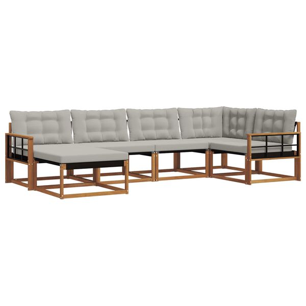 vidaXL Set vanjskih sofa s jastukom 6 pcs Prirodna i svijetlo siva
