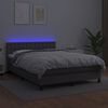vidaXL Krevet box spring s madracem LED sivi 140x190cm od umjetne kože