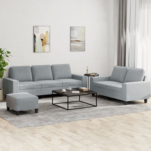 vidaXL 3-dijelni set sofa svjetlosivi od tkanine