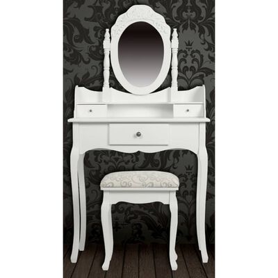 vidaXL Toaletni stolić s ogledalom i stolcem bijeli