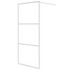 vidaXL Pregrada za tu&scaron; bijela 90 x 195 cm s prozirnim staklom ESG