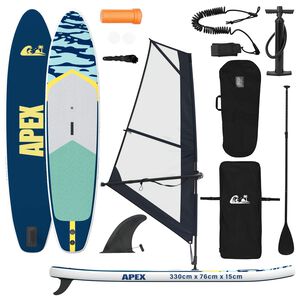 vidaXL Naduvivi SUP s jedrom APEX 330 x 76 x 15 cm Plava za