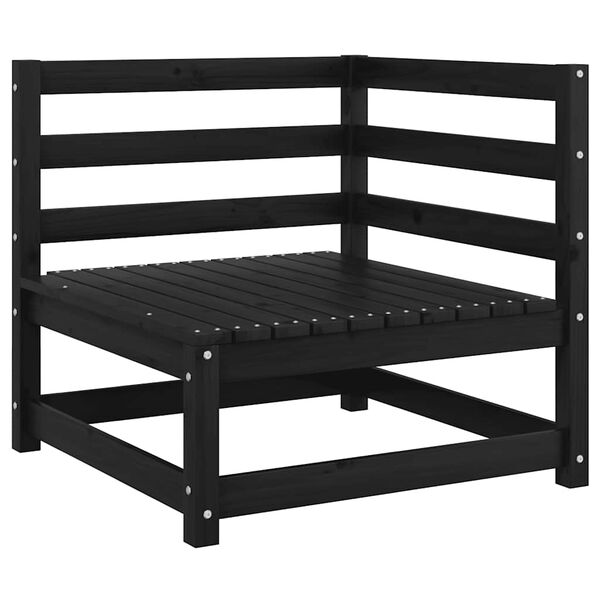 vidaXL Vrtni dvosjed s jastucima crni od masivne borovine