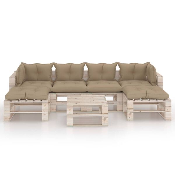 vidaXL 7-dijelna vrtna garnitura od paleta od borovine s jastucima