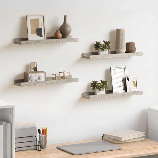 vidaXL Zidne police 4 kom siva boja betona 40 x 9 x 3 cm