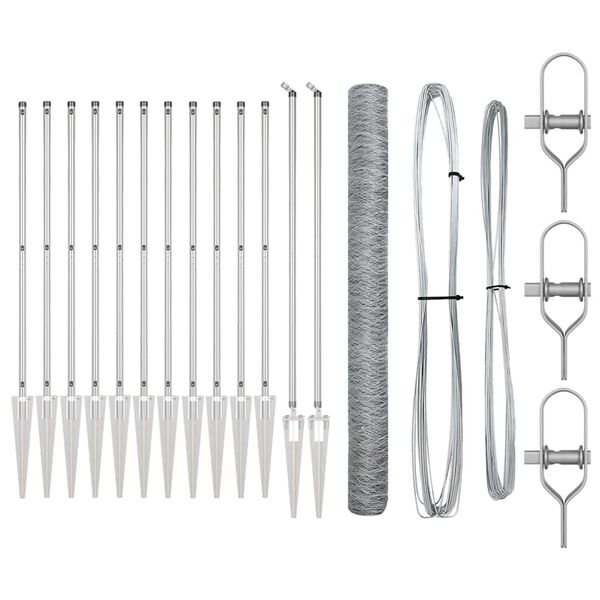 vidaXL Stup za ogradu Srebrno 25 x 1,6 m (mreža 36 mm) Čelik