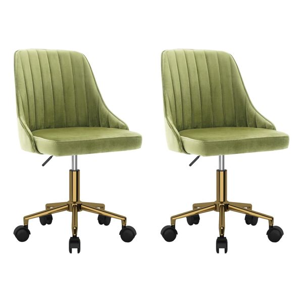 vidaXL Okretne blagovaonske stolice 2 kom svjetlozelene bar&scaron;unaste