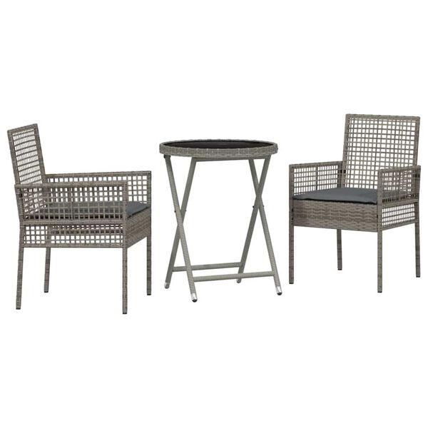 vidaXL Bistro set za vrt 3 pcs Siva poliratan