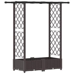 vidaXL Povi&scaron;eni krevet s mrežom i krovom Smeđa 122,5 x 40 x 121 cm PP
