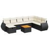 vidaXL 9-dijelni set vrtnih sofa s jastucima crni od poliratana