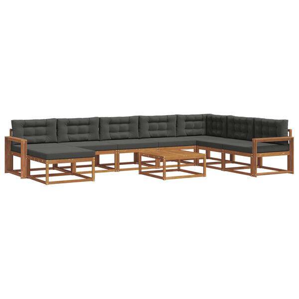 vidaXL Set vanjskih sofa s jastukom 9 pcs Prirodna i antracit