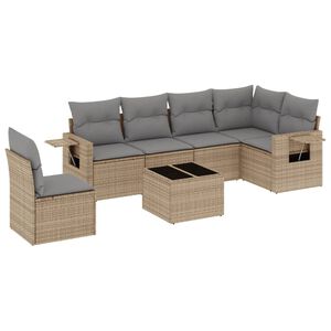 vidaXL 7-dijelni set vrtnih sofa od poliratana s jastucima bež