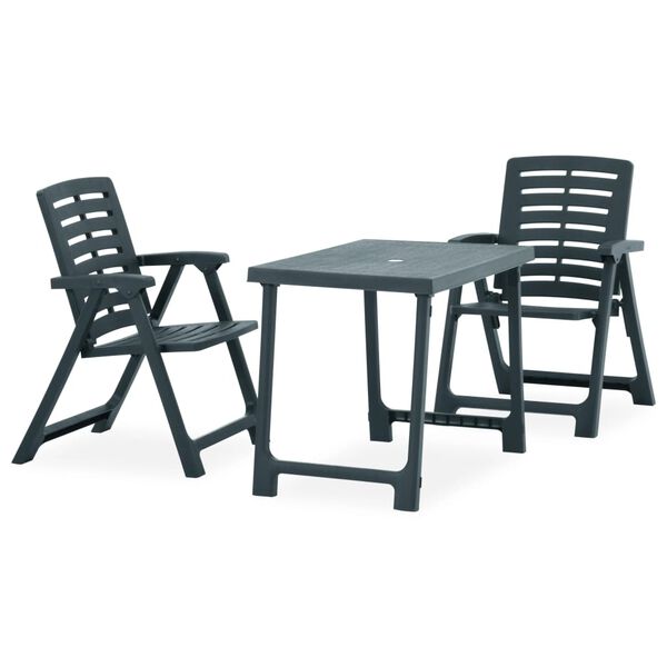 vidaXL 3-dijelni sklopivi bistro set plastični zeleni