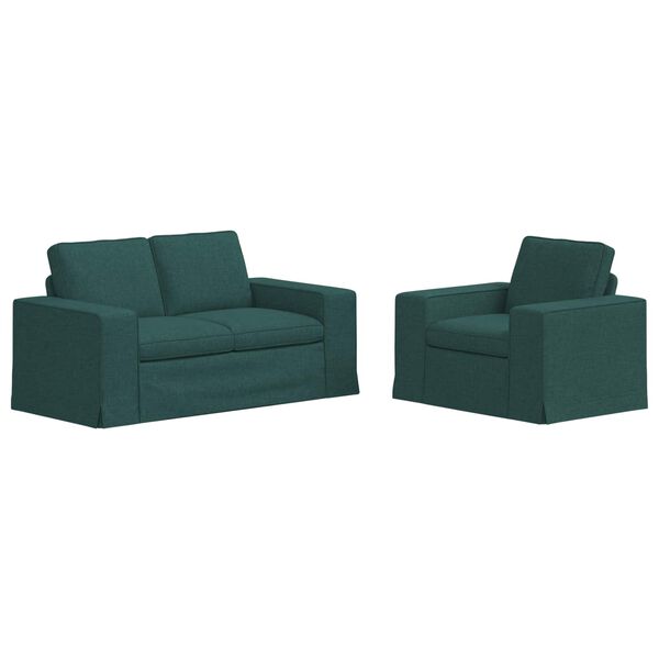 vidaXL Sofa 2 pcs Tamnozelena 182 x 80 x 82 cm tkanina