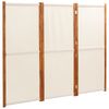 vidaXL Sobna pregrada s 3 panela krem bijela 210 x 180 cm