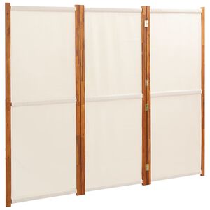 vidaXL Sobna pregrada s 3 panela krem bijela 210 x 180 cm