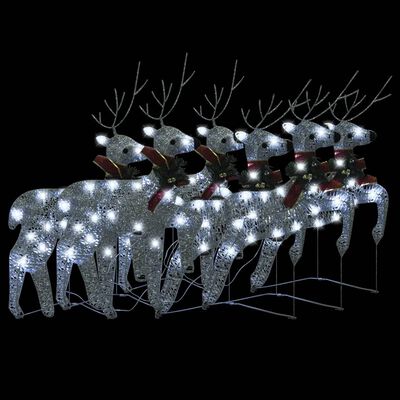 vidaXL Božićni sobovi 6 kom srebrni 120 LED žarulja