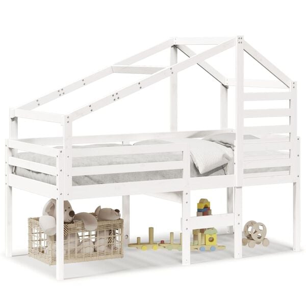 vidaXL Visoki krevet s krovom bijeli 80 x 200 cm od masivne borovine