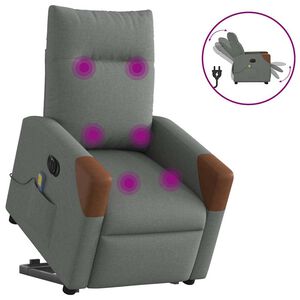 vidaXL Električni masažni naslonjač na podizanje od tkanine tamnosivi