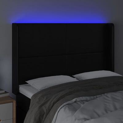 vidaXL LED uzglavlje crno 147x16x118/128 cm od umjetna koža