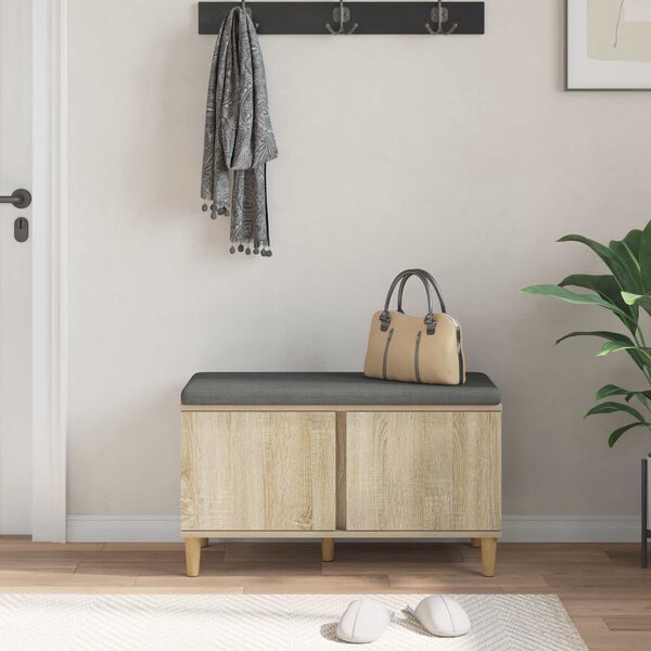 vidaXL Klupa za hodnik s jastukom Sonoma hrast 80 x 38 x 46 cm