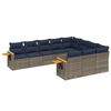 vidaXL 10-dijelni set vrtnih sofa od poliratana s jastucima sivi
