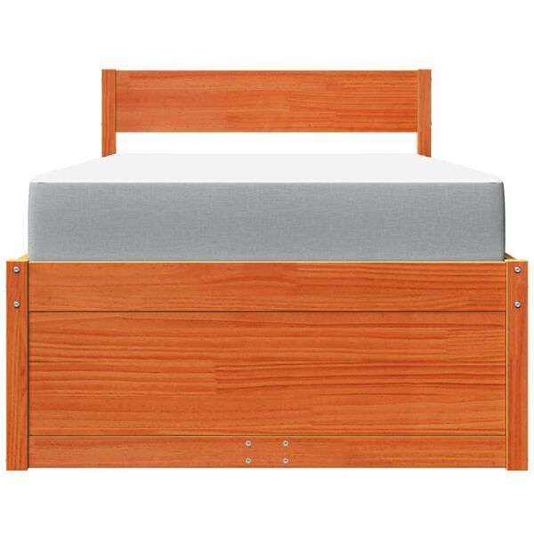 vidaXL Krevet s ladicama i madracem vo&scaron;tano smeđi 90x200 cm borovina